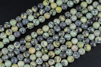 Natural Smooth Yellow African Turquoise Natural Round Loose Beads High Quality - 4mm, 6mm, 8mm, 10mm, 12mm Full Strand Beads