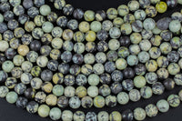 Natural Smooth Yellow African Turquoise Natural Round Loose Beads High Quality - 4mm, 6mm, 8mm, 10mm, 12mm Full Strand Beads