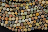 Natural Flower Jade, High Quality Matte Round-Full Strand 15.5 inch Strand Gemstone Beads