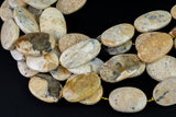 Natural Yellow Opal- Flat Oval- Full 15.5 Inch Strand AAA Quality Gemstone Beads- 24x34mm