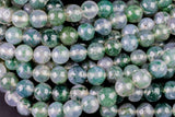 AAA Natural Green Moss Agate Round Beads 4mm Round Beads 6mm Round Beads 8mm Round Beads Green Gemstone High Polish Spheres 15.5" Strand