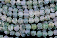 AAA Natural Matte Green Moss Agate Round Beads 4mm Round Beads 6mm Round Beads 8mm Round Beads Green Gemstone Spheres 15.5" Strand