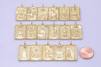 Tarot Cards Charms Gold Tarot Card Charm Tarot Deck Pendant with CZ Cubic Zirconia 15x28mm