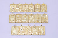 Tarot Cards Charms Gold Tarot Card Charm Tarot Deck Pendant with CZ Cubic Zirconia 15x28mm