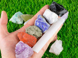 18 CHAKRAS Beginners Crystal Kit CHUNKY PIECES, Most Popular Rough Crystals (Chakra Protection Healing Sets) Crystals Mix