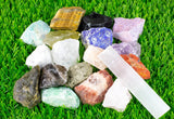 18 CHAKRAS Beginners Crystal Kit CHUNKY PIECES, Most Popular Rough Crystals (Chakra Protection Healing Sets) Crystals Mix