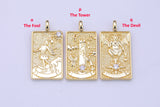 Tarot Cards Charms Gold Tarot Card Charm Tarot Deck Pendant with CZ Cubic Zirconia 15x28mm