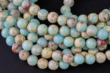 Natural Impression Sea Sediment Jasper Round Beads 4mm 6mm 8mm 10mm Aka Snake Skin Jasper Aqua Terra Jasper 15.5" Strand Smooth