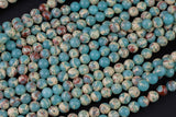 Impression Jasper Smooth Round Beads 4mm 6mm 8mm 10mm Aka Snake Skin Jasper Aqua Terra Jasper 15.5" Strand