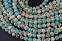 Impression Jasper Smooth Round Beads 4mm 6mm 8mm 10mm Aka Snake Skin Jasper Aqua Terra Jasper 15.5" Strand