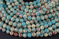 Impression Jasper Smooth Round Beads 4mm 6mm 8mm 10mm Aka Snake Skin Jasper Aqua Terra Jasper 15.5" Strand