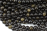 Natural Golden Obsidian Smooth Beads 4mm 6mm 8mm 10mm AAA High Quality 15.5" Strand Gemstone Beads