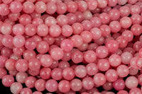 Cotton Pink Jade, High Quality in Smooth Round- 6mm, 8mm, 10mm, 12mm -Full Strand 15.5 inch Strand AAA Quality