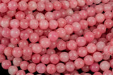 Cotton Pink Jade, High Quality in Smooth Round- 6mm, 8mm, 10mm, 12mm -Full Strand 15.5 inch Strand AAA Quality