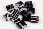 1pc Black Onyx Sardonyx Pendant Bead 21x21mm Faceted Square Beautiful Diagonally drilled beads 1 pc