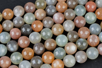 Natural Fire Moonstone Beads - Multi Color - High Quality Round - Slightly Gray with White Fire- Full Strands-12mm