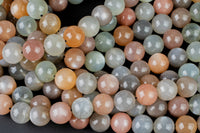 Natural Fire Moonstone Beads - Multi Color - High Quality Round - Slightly Gray with White Fire- Full Strands-12mm