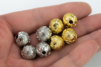 HEAVY SOLID Bali Style Metal Spacer Beads Balls 8mm 10mm 11mm Gold Brass Silver - Great spacers for bracelets!