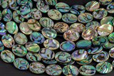 Natural Abalone Flat Oval Beads. A Quality 15.5 inch strand Gemstone Beads