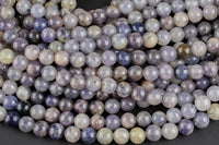 Natural flower Iolite Beads Full Strands-15.5 inches- Round- 8mm, 10mm, 12mm- 15.5 inches Smooth Gemstone Beads