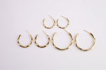 1 pair 3 sizes Hammered Hoop Earring Hoops Bamboo Style 14k Gold Plated 25mm 30mm 40mm