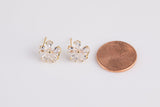 1 pair Flower Earring with Baguette Diamond CZ Cubic Zirconia Earring 14k Gold Plated Earrings 10mm