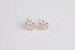 1 pair Flower Earring with Baguette Diamond CZ Cubic Zirconia Earring 14k Gold Plated Earrings 10mm