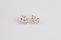 1 pair Flower Earring with Baguette Diamond CZ Cubic Zirconia Earring 14k Gold Plated Earrings 10mm