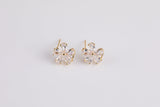 1 pair Flower Earring with Baguette Diamond CZ Cubic Zirconia Earring 14k Gold Plated Earrings 10mm