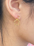 1 pair Star Dangly Earring 14k Gold Plated Earrings 15mm