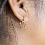 1 pair Star Dangly Earring 14k Gold Plated Earrings 15mm