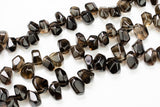 Natural Smokey Quartz beads, Nugget Drops Brios- Full Strand 15 inch Strand- High Polish-12x15mm