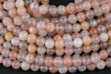 Multi Pink Sunstone Moonstone Beads Smooth round - A Quality - 6mm- Full 15.5 Inch Strand AAA Quality Gemstone Beads