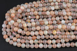Multi Pink Sunstone Moonstone Beads Smooth round - A Quality - 6mm- Full 15.5 Inch Strand AAA Quality Gemstone Beads
