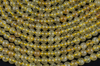 Natural Golden Rutile Quartz 4mm 6mm 8mm 10mm 12mm Round Gold Yellow Rutilated Quartz Beads Tons of Sharp Rutile Hair Needle 15.5" Strand