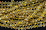 Natural Golden Rutile Quartz 4mm 6mm 8mm 10mm 12mm Round Gold Yellow Rutilated Quartz Beads Tons of Sharp Rutile Hair Needle 15.5" Strand