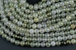 Natural Green Rutilated Quartz, Faceted Round Round,6mm, 8mm, 10mm, 12mm- Full 15.5 Inch Strand Gemstone Beads