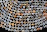 Natural Reddish Montana Flower Agate, High Quality in Round- 4mm, 6mm, 8mm, 10mm- Full 15.5 Inch Strand- Smooth Gemstone Beads