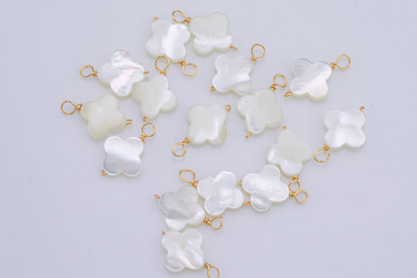 USA Gold Filled Shell Charms Drop Pendant Handmade- Clover Flower Approx- 12mm Gold Filled Wire Made in USA