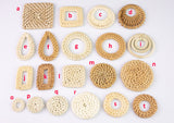 4pcs HANDWOVEN RATTAN Wooden Straw Earring Pieces - Woven by Hand Large Selection!