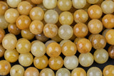 Natural Yellow Jade- Round sizes. 4mm, 6mm, 8mm, 10mm, 12mm, 14mm- Full 15.5 Inch Strand AAA Quality Smooth Gemstone Beads