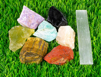 Beginner Set LARGE 8 Chakra Crystal Stones Set : 8 Natural Stones (Healing Stones, Rough Stones, Healing Crystals) Style B Crystals