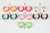 Colorful Enamel Huggie Hoop Enamel Earring - 15mm- 5mm thick Huggies - 1 pair per order