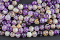 Natural Flower Amethyst Beads Grade AAA Round, 4mm, 6mm, 8mm, 10mm, 12mm. AAA Quality Smooth Gemstone Beads