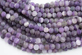 Natural Matte Amethyst Beads Grade AAA Round, 4mm, 6mm, 8mm, 10mm, 12mm- Full 15.5 Inch strands