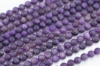 Natural Matte Dark Amethyst, High Quality, 4mm, 6mm, 8mm, 10mm, 12mm. AAA Quality Gemstone Beads