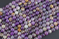 Natural Flower Amethyst Beads Grade AAA Round, 4mm, 6mm, 8mm, 10mm, 12mm. AAA Quality Faceted Round Gemstone Beads