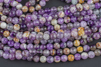 Natural Flower Amethyst Beads Grade AAA Round, 4mm, 6mm, 8mm, 10mm, 12mm. AAA Quality Faceted Round Gemstone Beads