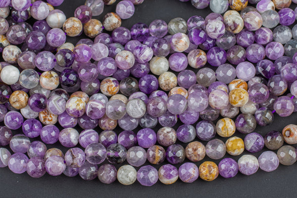 Natural Flower Amethyst Beads Grade AAA Round, 4mm, 6mm, 8mm, 10mm, 12mm. AAA Quality Faceted Round Gemstone Beads