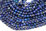 Natural Lapis, High Quality in Round, 2mm, 3mm, 4mm, 6mm, 8mm, 10mm, 12mm -Full Strand 15.5 inch Strand Smooth Gemstone Beads